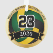 Grün, Gelb und Schwarzer Volleyball | DIY Text Ornament (Rückseite)