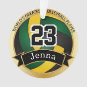 Grün, Gelb und Schwarzer Volleyball | DIY Text Ornament (Vorderseite)