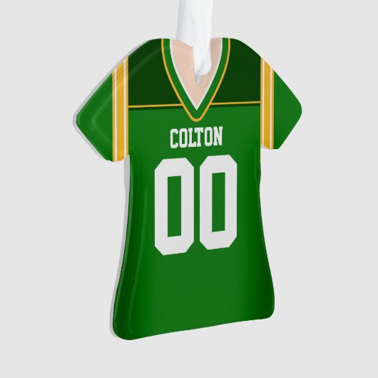 Grün/Gelb/Weiß Fußball Jersey Ornament (Vorderseite)