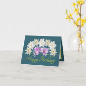 Grün-gelb-weiß Lila Bouquet Happy Geburtstag Karte (Gelbe Blume)