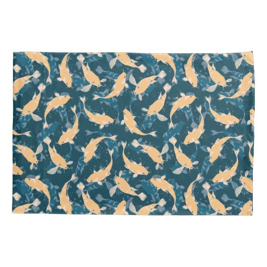 Grün-Gelb-Wiederholungsmotiv | Koi Fish Pattern Kissenbezug (Rückseite)