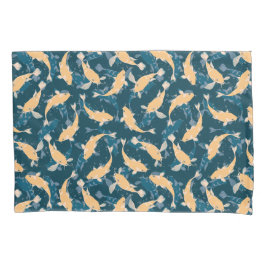 Grün-Gelb-Wiederholungsmotiv | Koi Fish Pattern Kissenbezug