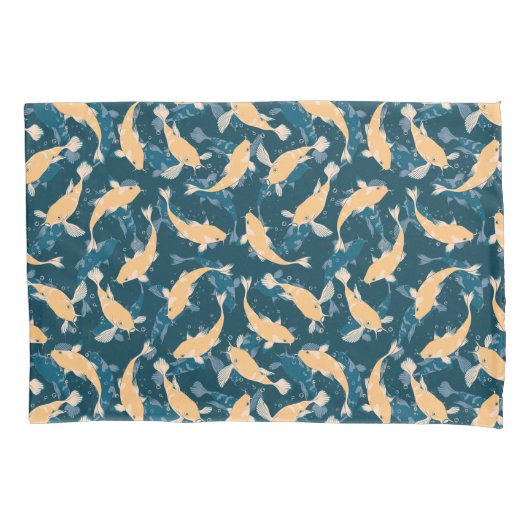 Grün-Gelb-Wiederholungsmotiv | Koi Fish Pattern Kissenbezug (Vorderseite)