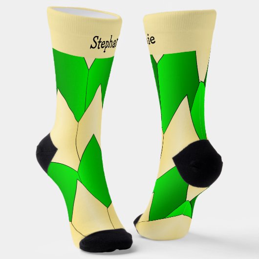 Grün gelbe Art Deco Design Socken (Gewinkelt)