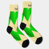 Grün gelbe Art Deco Design Socken (Rechts)