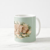 Grün Gelbe Blätter Fallen Schlafender Hund Kaffeetasse (VorderseiteRechts)
