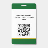 Grün Gelbe Foto- und Logopresse-ID-QR-Code Ausweis (Rückseite)
