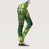 Grün Gelbe Fraktal-Kunst Leggings (Rechts)