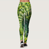 Grün Gelbe Fraktal-Kunst Leggings (Rückseite)