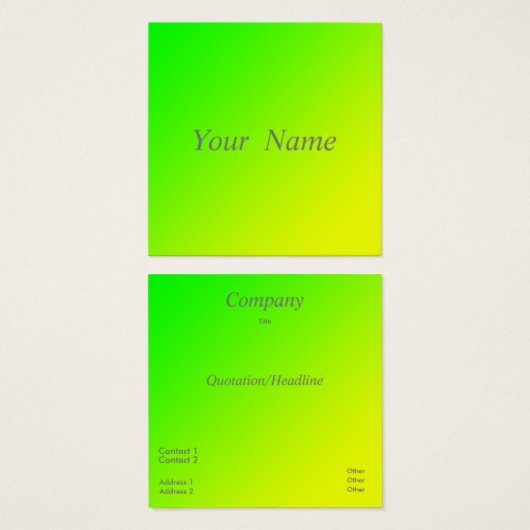 Grün-gelbe Gradientenkarte (Vorne & Hinten)