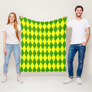 Grün Gelbe Harlekin Karo-Design Fleecedecke
