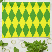 Grün Gelbe Harlekin Karo-Design Geschirrtuch (Gefaltet)