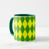 Grün Gelbe Harlekin Karo-Design Tasse (Vorderseite Links)