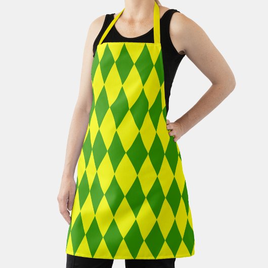 Grün Gelbe Harlekin-Karodesign  Schürze