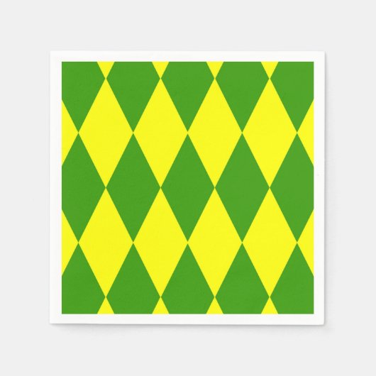 Grün Gelbe Harlekin-Karodesign Serviette (Vorderseite)