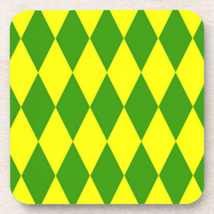 Grün Gelbe Harlekin-Karuiert-Design Getränkeuntersetzer