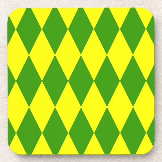 Grün Gelbe Harlekin-Karuiert-Design Getränkeuntersetzer (Vorderseite)