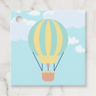 Grün-Gelbe Heißluftballon im Himmel Geschenkanhänger