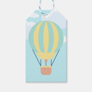 Grün-Gelbe Heißluftballon im Himmel Geschenkanhänger