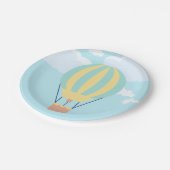 Grün-Gelbe Heißluftballon im Himmel Pappteller (Schrägansicht)