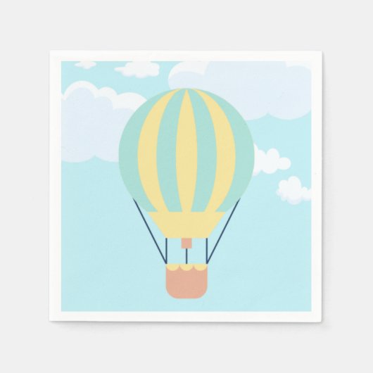 Grün-Gelbe Heißluftballon im Himmel Serviette (Vorderseite)