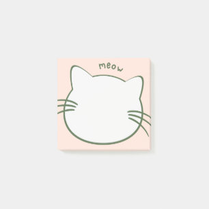 Grün Gelbe Niedliche Katzenform Miauen Post-it Klebezettel