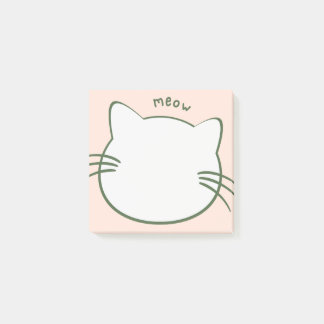 Grün Gelbe Niedliche Katzenform Miauen Post-it Klebezettel