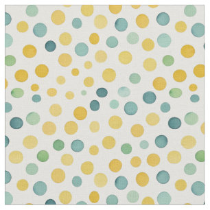 Grün-gelbe Polka-Punkte auf weißem Hintergrund Stoff