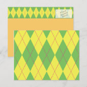 Grün-Gelbe Raute Postkarte (Vorne/Hinten)