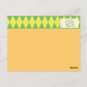 Grün-Gelbe Raute Postkarte (Rückseite)