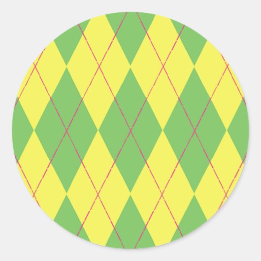 Grün-Gelbe Raute Runder Aufkleber (Vorderseite)