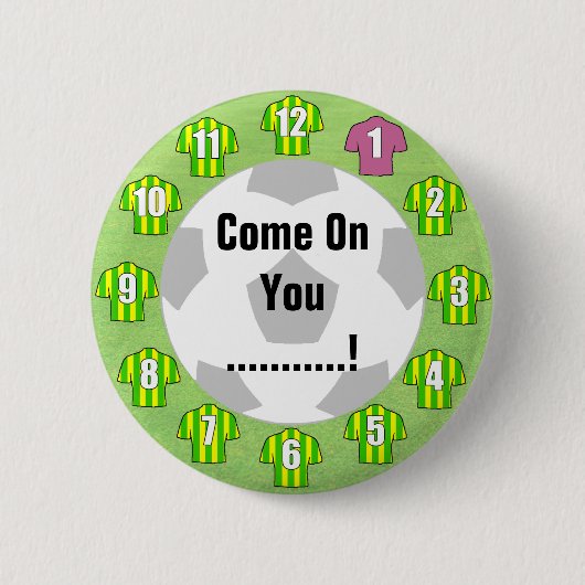 Grün-Gelbe Shirts Fußball-Fächer-Abzeichen Button (Vorderseite)