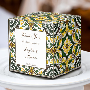 Grün gelbe vintage Talavera Fliesen Hochzeit Geschenkschachtel