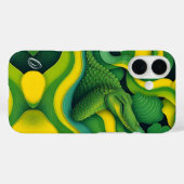 Grün Gelber Alligator Krokodil Drache Monogramm Case-Mate iPhone Hülle (Rückseite (Horizontal))