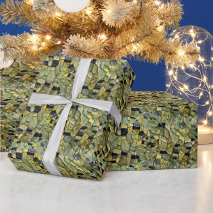 Grün Gelber Alligator Krokodil Drachen Leder Geschenkpapier