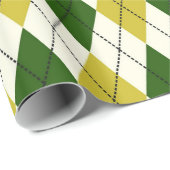 Grün-gelbes Argyle-Muster Geschenkpapier (Rolleneckpunkt)