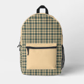 Grün Gelbes Karomuster Bedruckter Rucksack (Vorderseite)