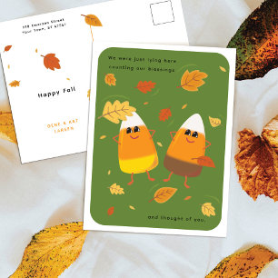 Grün   Gemischtes Candy Corn Duo   Erntedankfest Feiertagspostkarte