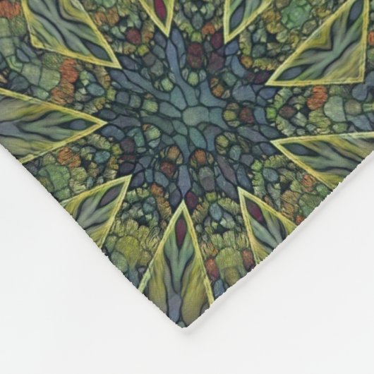 grün geometrisch abstrakter Glasstar Fleecedecke (Ecke)