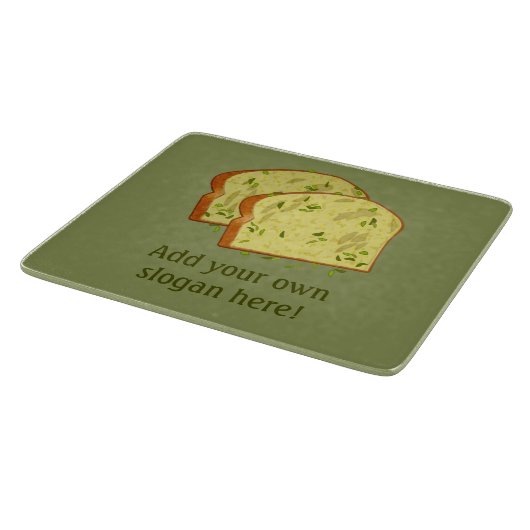 Grün geschnittenes Knoblauchbrot - eigener Slogan Schneidebrett (Ecke)