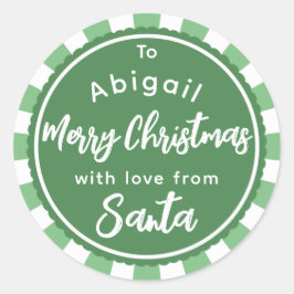 Grün gestreift Von Weihnachtsgeschenk-Aufkleber Runder Aufkleber