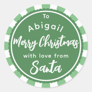 Grün gestreift Von Weihnachtsgeschenk-Aufkleber Runder Aufkleber