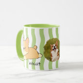 Grün gestreiftes Corgi-Fotomug-Design Tasse (Vorderseite Links)