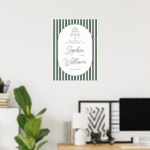 Grün gestreiftes preppy Strandhütte Hochzeits-Will Poster (Heimbüro)