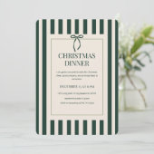 Grün gestreiftes Weihnachtsessen Einladung (Stehend Vorderseite)