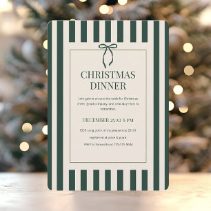 Grün gestreiftes Weihnachtsessen Einladung