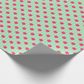 Grün gestrichene, rosa Blume Geschenkpapier (Ecke)