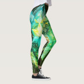 Grün getönte abstrakte Farben auf modernem Maßanzu Leggings (Rechts)