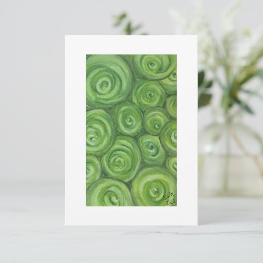 Grün getönte Rosen - handgezeichnete Originalkunst Dankeskarte (Stehend Vorderseite)