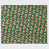 Grün Gingerbrot Mann Snowflake Muster Geschenkpapier (Flach)